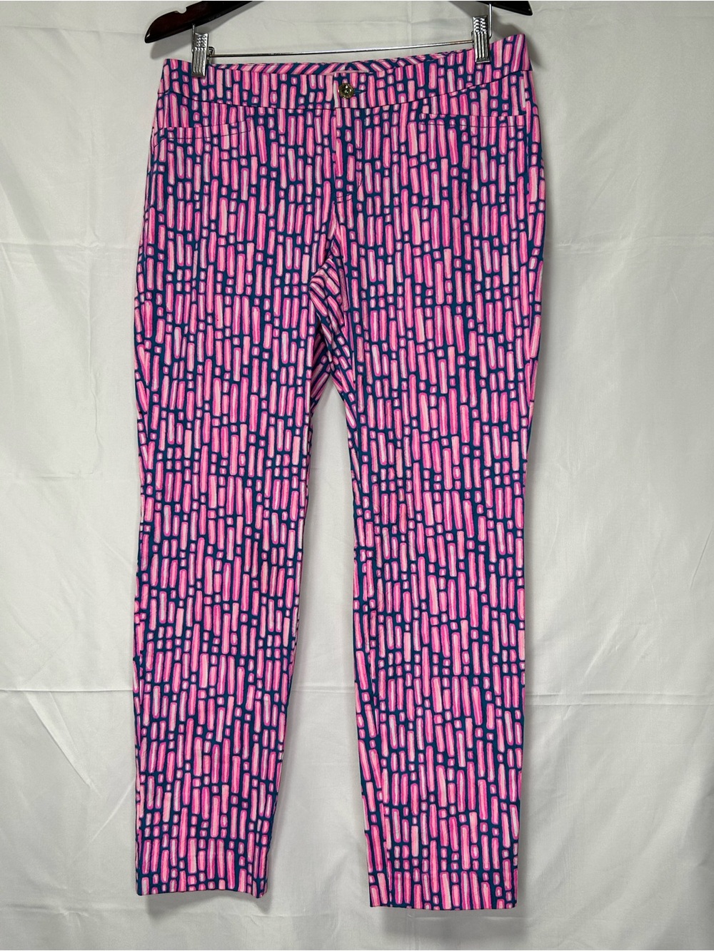 Lilly Pulitzer Women’s Size 8 Pink Blue Geometric Print Stretch Pants